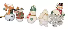 Lot of 5 Resin Decorative Snowman 80s Christmas Ornaments