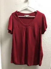 Carolyn Taylor Women’s Sz M Blouse Short Sleeve Red Scoop Neck Knit