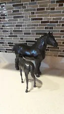 Breyer REPAINT Percheron Draft Mare w/ Newborn Suckling Foal-Eye Whites