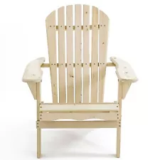 LuxenHome Unfinished Hemlock Wood Outdoor Adirondack Chair Brown