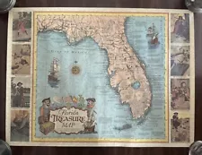 New ListingVintage 1990 Florida Pirate Treasure Map~ 23” x 17” ~ St. Augustine