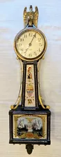 Antique Waltham Mini Banjo Clock Hull Battle Scene Excellent Condition