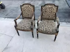 Pair of Leopard Print Side Chairs Needleponint? LOCAL PU in Beverly Hills