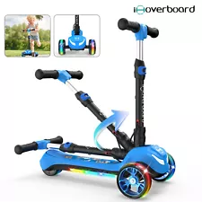 Kids Electric Scooter Adjustable Handlebars LED 3 Wheels Foldable Kick E Scooter