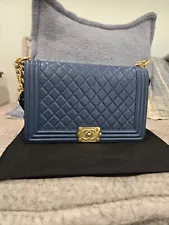 CHANEL Blue New Medium Flap Boy Bag - EXCELLENT CONDITION