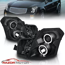 [Dual LED Halo] 2003- 2007 For Cadillac CTS Black Projector Headlights (For: 2004 Cadillac CTS)