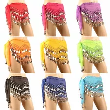 Chiffon Dangling Gold/Silver Coins Belly Dance Hip Scarf Waist Belt Hallloween