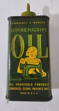 New ListingVintage Green & Yellow Sewing Machine 4oz Oil Can - Woman Sewing Graphics