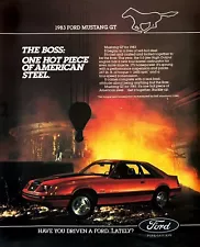 1983 FORD MUSTANG GT Vintage Print Ad Automobile Car