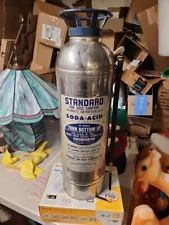 Vtg Stainless Steel Fire Extinguisher Silver Emtpy With Hose