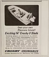 1968 Print Ad Crosby 14' V Sleds Unsinkables Boats Marianna,Florida