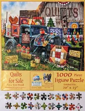 Beautiful Nostalgic SunsOut "Quilts For Sale" 1000 Piece Jigsaw Puzzle!