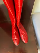 Sale! Mario Valentino Tall Crock Print Vintage Leather Boots 37.5