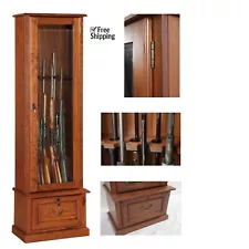 Gun Safe Cabinet 8 Rifles Wood Storage Locker Shotgun Firearm Lock Shelf Rack