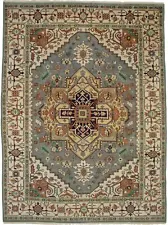 Heriz Serapi Gray Geometric Tribal Design 9X12 Oriental Rug Farmhouse Carpet