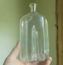 1780s GERMAN HALF POST BLOWN IRREGULAR HEXAGON BOTTLE PONTILED UNIQUE SHAPE