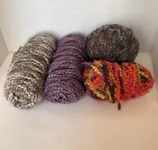 Yarn Bundle Lot 4 Skeins of Yarn for Crafting Acrylic Assorted Colors Variegated