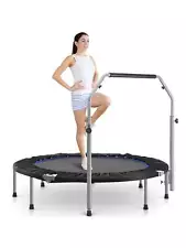 48 Foldable Mini Trampoline Rebounder Trampoline For Adults With Adjustable Bar