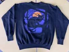 Vintage 1995 Hanes Halloween Black Cat Moon Sweatshirt Womens size Large Cotton