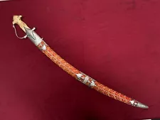 Vintage Indian Royal Sikh Rajput Shamshir sword with silver koftgiri work steel