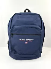 Polo Sport Ralph Lauren Backpack Blue Travel School Book Bag Vtg 90s