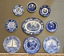 Private Sale for JMAC Mismatched Blue Transferware Dinner Plates Platter