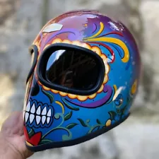 SALE ! VINTAGE CUSTOM HELMET XF-GP SUGAR SKULL FOR BOBBER CHOPPER MOTORCYCLE