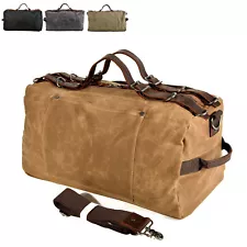 Vintage Water Resistant Wax Canvas Duffel Travel Overnight Weekend Gym Carry Bag