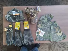 Miscellaneous Camo Hunting Gear, Hat And Hat Cover, Gloves, Head Cover Lot 6pc's