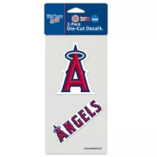 LOS ANGELES ANGELS 4"X4" DIE CUT DECAL 2-PACK CAR HOME NEW WINCRAFT ð