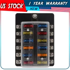 Vehicle Car Marine 12 Way Circuit ATO ATC Blade Fuse Box Block Holder Universal