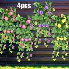 4Pcs Artificial Fake Morning Glory Vine Hanging Garland Plants Outdoor Garden