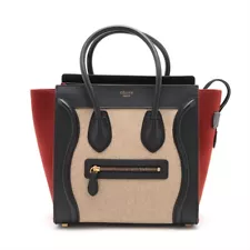 Celine Luggage Micro Shopper Felt x Leather Hand bag Multicolor