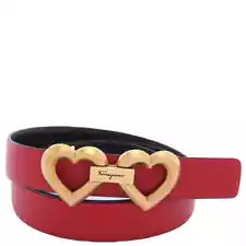 Salvatore Ferragamo Ladies Red Leather Heart Buckle Adjustable Belt