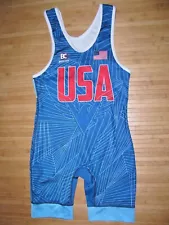 BLUE CHIP Singlet WRESTLING Size MEDIUM Patriotic Blue Red White USA