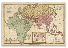 Map of the World as Peopled by Noah - 1818 Vintage Style Map - 16x24