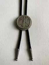 Walking Liberty 90% Silver Half Dollar Bolo Tie 35.4 Inch 4 mm Braided