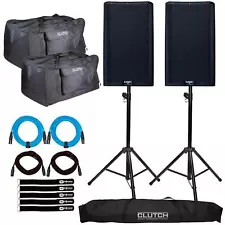 QSC K12.2 12" Powered Active DJ PA Speakers Pair w Stands & Bags K12