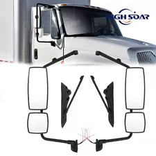 Chrome Door Mirror Heated w/Arm LH+RH Side For 2002-2018 International 4200 4300