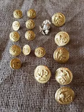 Military Buttons And Pin Buying As Is Look At Pictures Lot Of 17 Pieces Total