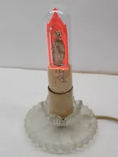 Antique Vintage Catholic Virgin Mary Neon light bulb with glass lamp