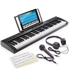 OPEN BOX - 61-Key Digital Keyboard Piano w/ - Headphones, Mic, Keynote Stickers