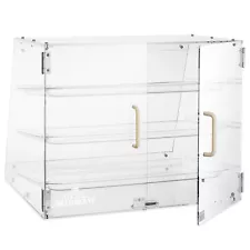 OPEN BOX - Acrylic Bakery Display Case - 3-Tier Pastry Countertop Box with Trays