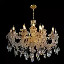 Crystal Chandelier 40" Wide Gold Finish