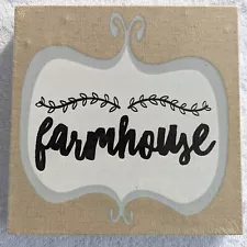 Hobby Lobby Burlap Farmhouse Painted 8 x 8in Word Canvas Wall Decor Art Country