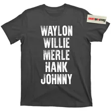 Waylon Jennings Willie Nelson Merle Haggard Johnny Cash Hank album tee t shirt