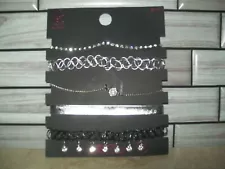 NOBO None Leather 3 12" Chokers with Extenders & 2 Stretch Choker Dimond Sliver.