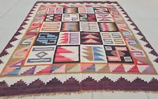 Authentic Hand Knotted Vintage Flat Weave Kilim Kilm Area Rug 5 x 4 Ft (2546 SU)