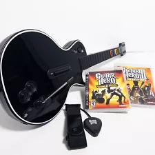 PS3 GUITAR HERO Guitar Bundle - Dongle World Tour Les Paul Controller *TESTED*