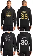 New Golden State Warriors Steph Curry or Kevin Durant Black Hoodie Gold / Silver